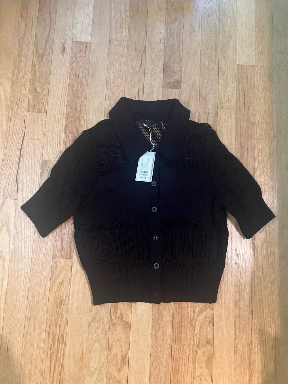 Cos Collared Short Sleeve Knit Cardigan Top